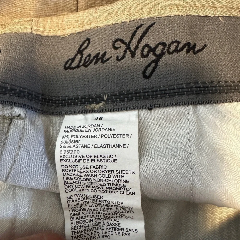 Ben Hogan Men's Golf Shorts 44 Beige Activewear Flat Front Stretch Preppy‎ Chino
